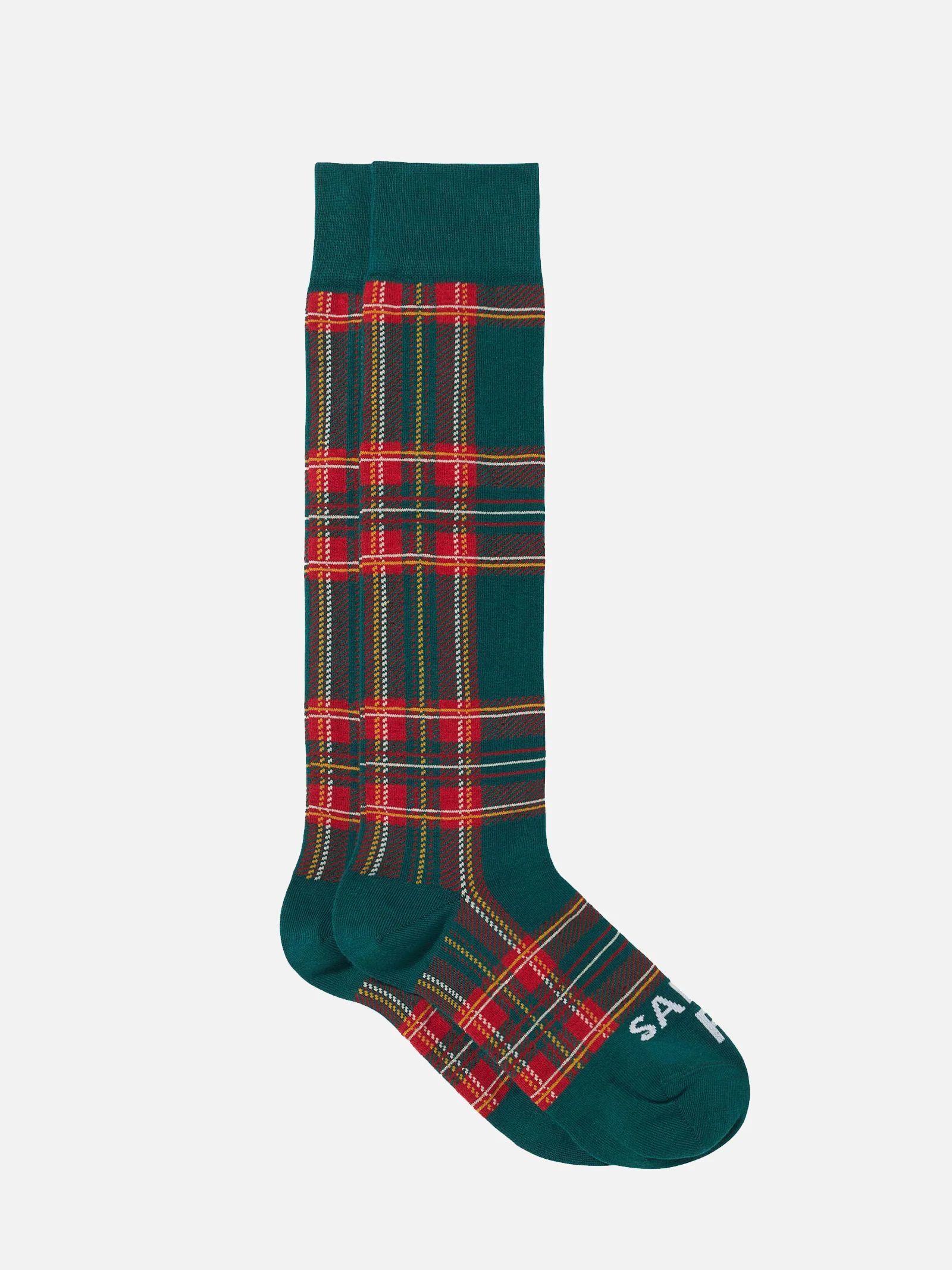 Lange Herrensocken mit grünem Karomuster