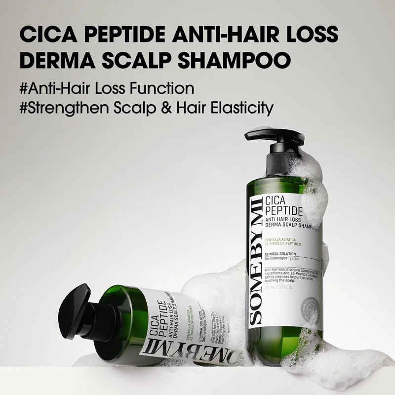 Some By Mi Cica Peptide Derma Scalp Shampoo stiprinošs šampūns pret matu izkrišanu ar nomierinošu efektu