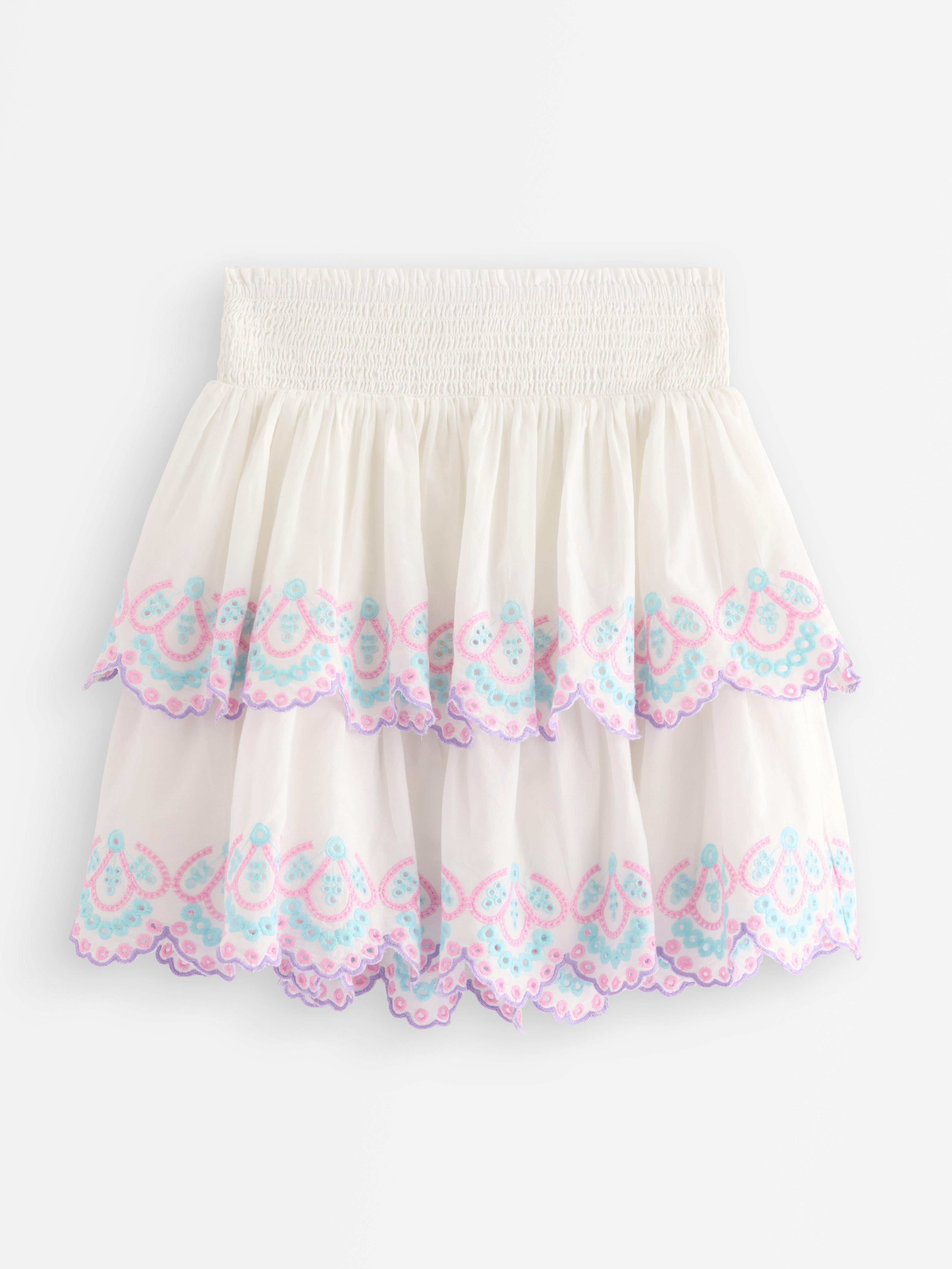 Rysjeskjørt med broderi Off White