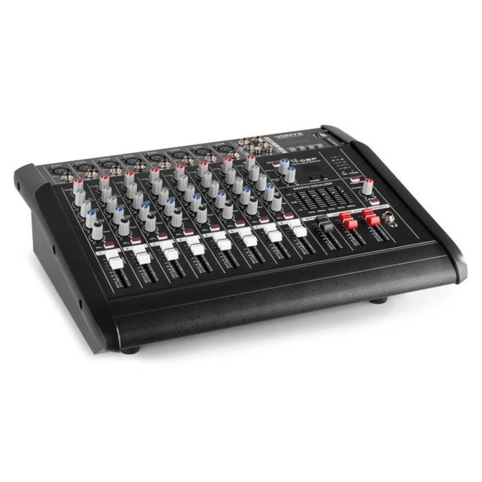 VONYX AM8A 8-channel mixer with built-in 1000-watt amplifier, Bluetooth, MP3/USB/SD, 16 digital effects, RCA input