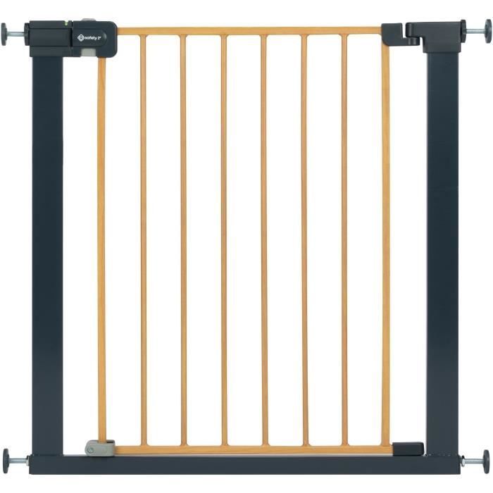 SAFETY 1st Easy Close child safety gate with wood effect, 73-80 cm - pressure-mounted, no screws or drilling required - (max. 136 cm)