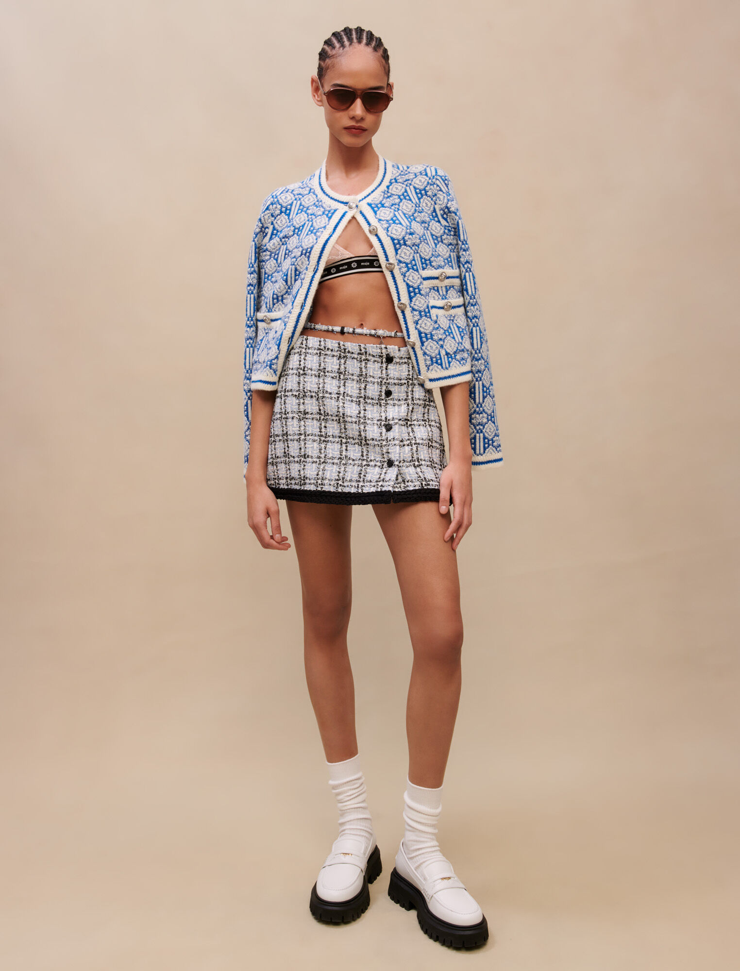 Geruite tweed rok - Blauw
