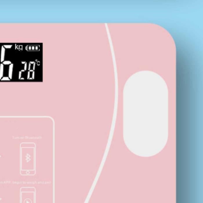 Pèse-personne - SONEW - Échelle de poids corporel - Maximum 396 lb - Analyse intelligente - Rose
