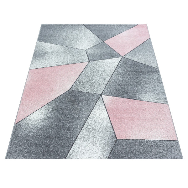 Dywan nowoczesny Beta wielokąty różowo-szary 80 cm x 150 cm