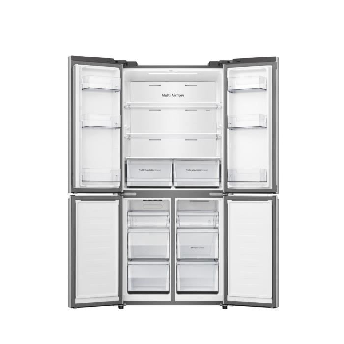 HISENSE American-style refrigerator - RQ5P470SEIE - 4 doors - Energy class E - 84.2 x 74.4 x 188.5 cm - Stainless steel