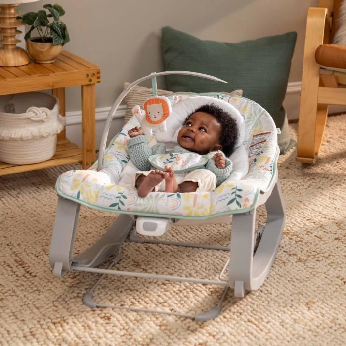 INGENUITY Keep Cozy Sdraietta convertibile 3 in 1 per neonati - Arcobaleno tropicale - 3 posizioni: barra giochi rimovibile, fino a 18 kg