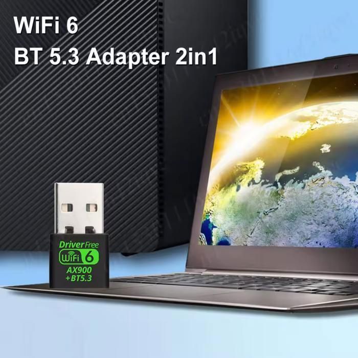 USB WiFi 6 & Bluetooth 5.3 Adapter, 900 Mbps Dual Band 2.4/5 GHz External Wireless Network Receiver, Mini WiFi Dongle for PC