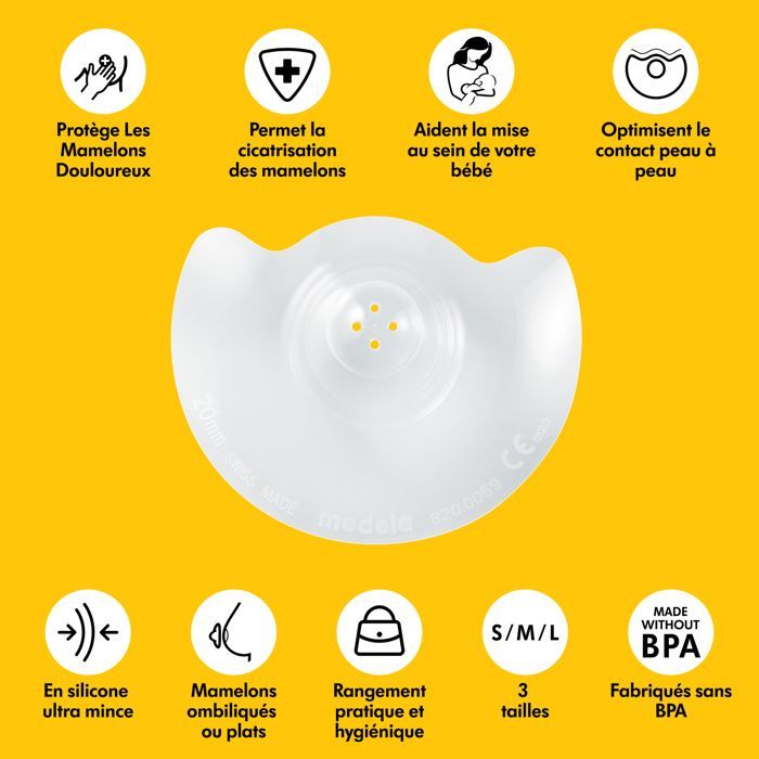 MEDELA - Bouts de sein Contact™ Taille M - Allaitement confort, silicone souple ultra-fin, sans BPA