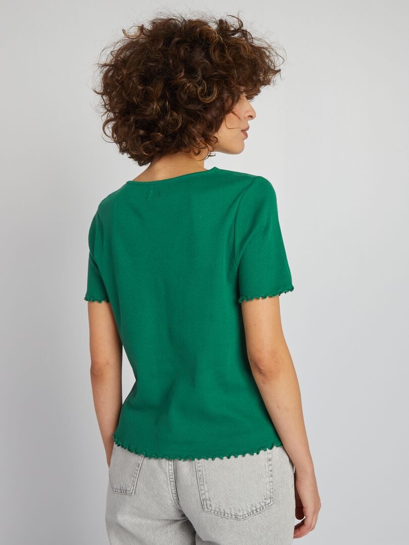 Camiseta de malha canelada - VERDE
