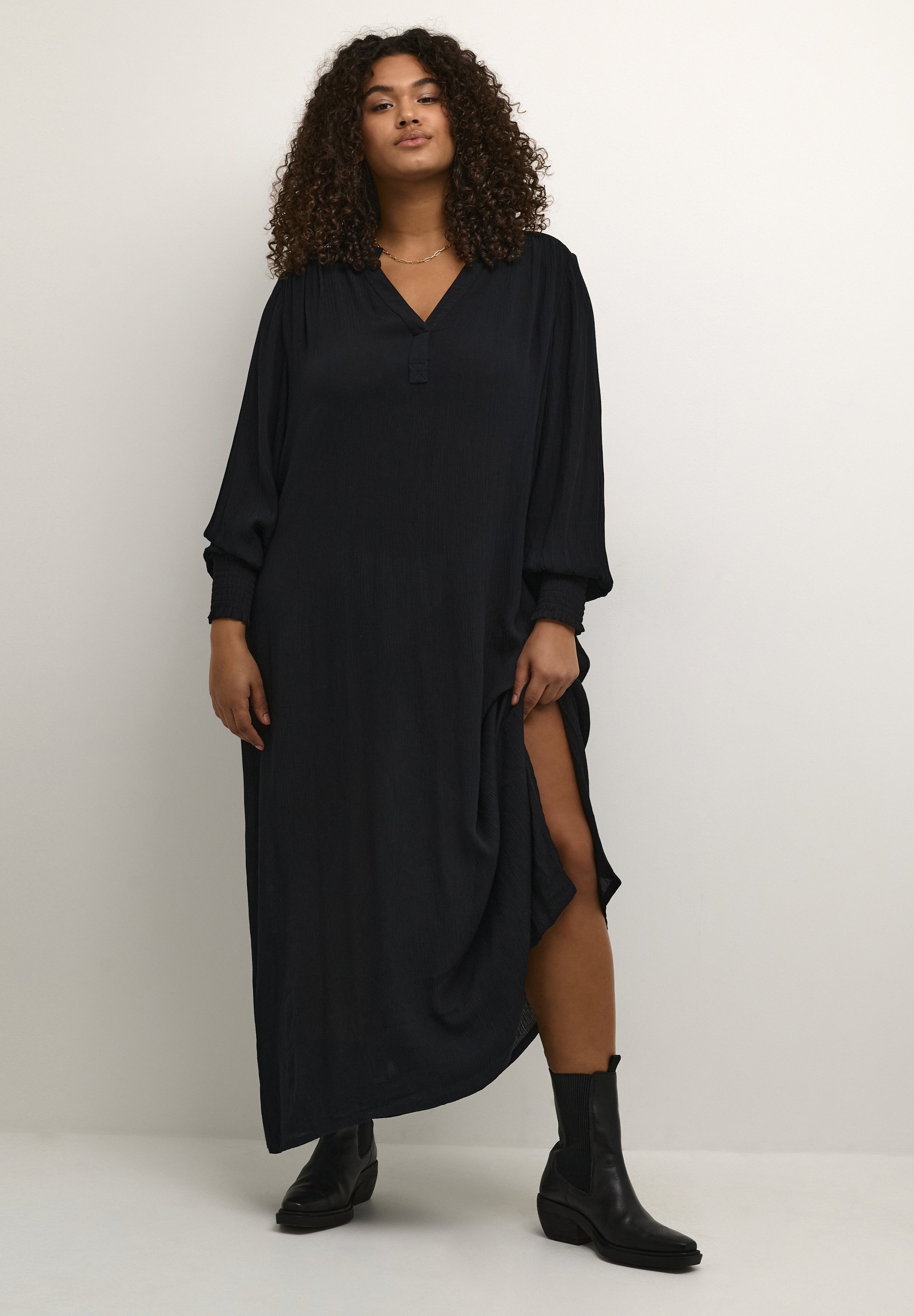 Kaffe Curve KCMIRIAM AMI - Maxi-jurk - diepzwart