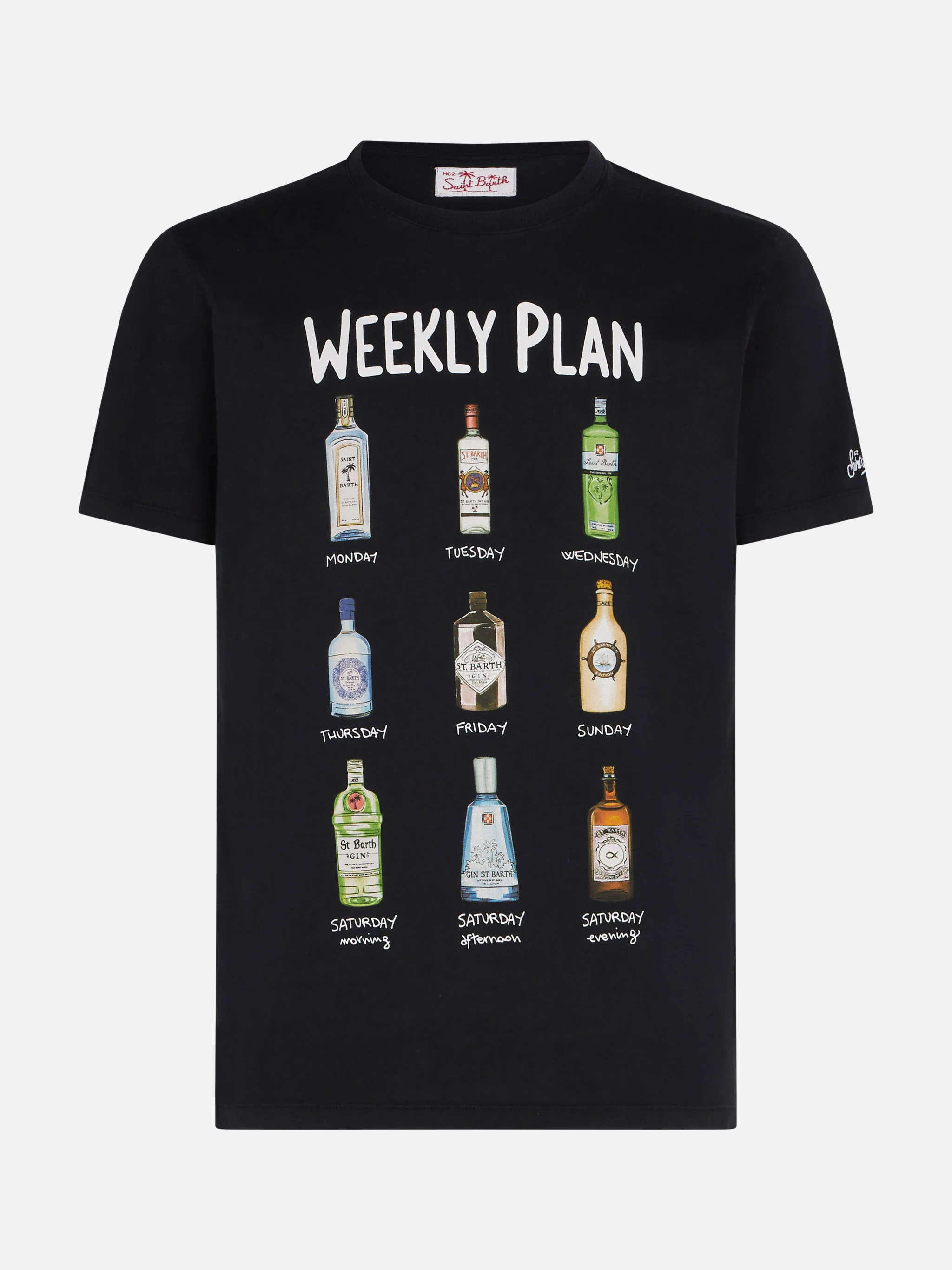 Heren T-shirt van katoen met vintage look en cocktailprint.