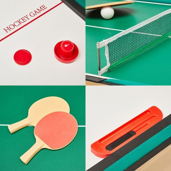 KANGUI 4-in-1 Multi-Game Table for the Whole Family - Foosball - Billiards - Ping Pong - Hockey
