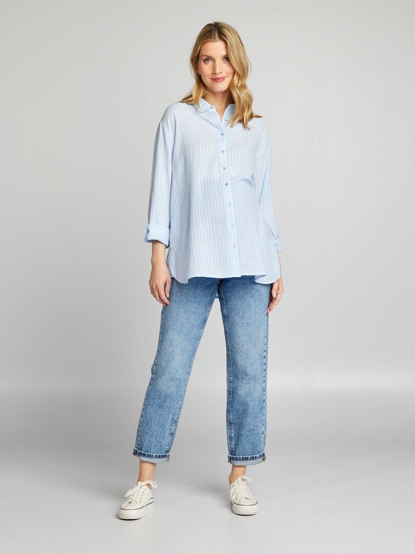 Gestreept zwangerschapsshirt - BLAUW