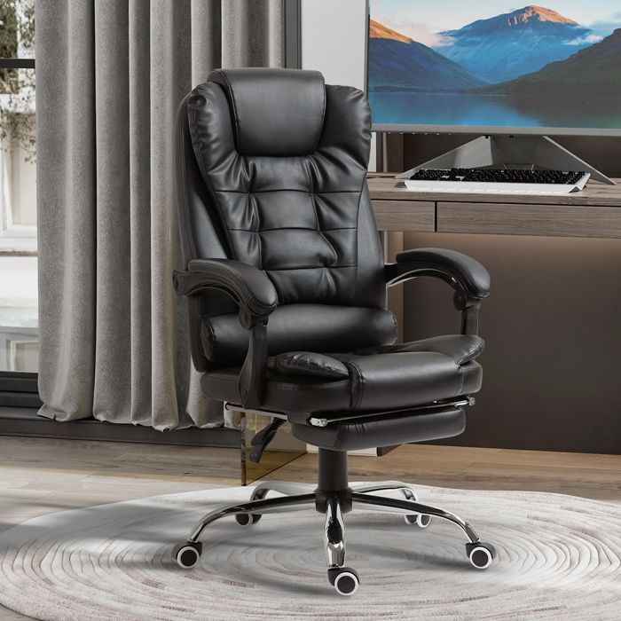 HOMCOM - Office chair - PU synthetic upholstery - 64.5x69x117cm - Black