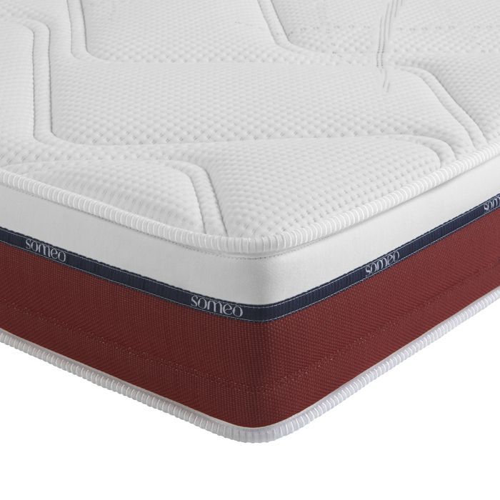 Ensemble matelas relaxation 100% latex, sommier et pieds Crépuscule 600 - SOMEO 2x80x200 - Bois naturel - Garantie 7 ans - Someo