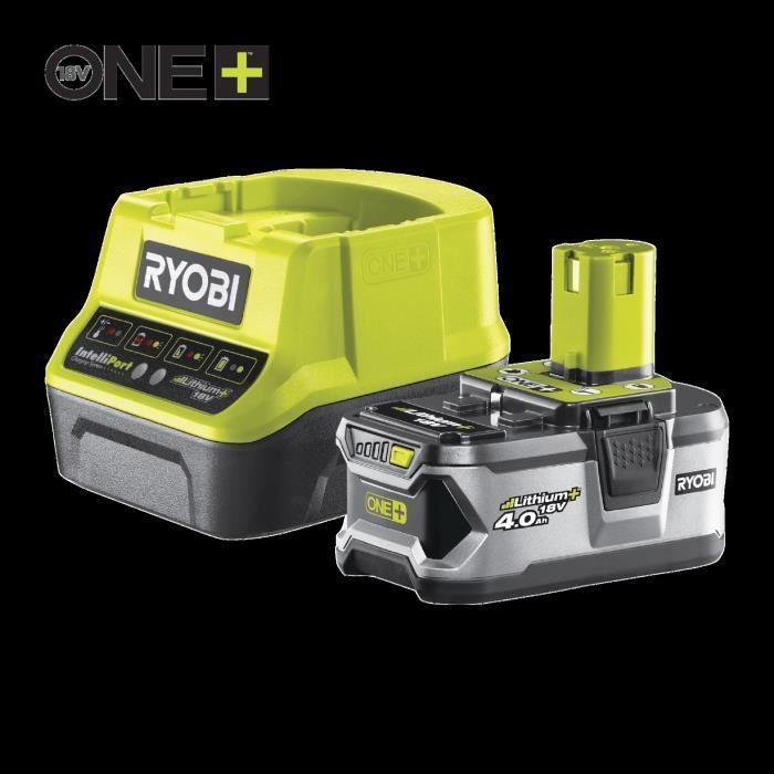 RYOBI - Tondeuse poussée 18V ONE+ - Ø coupe 37 cm - ramassage et mulching + 1 batterie 4,0 Ah et chargeur 2,0 A - RY18LM37A-140