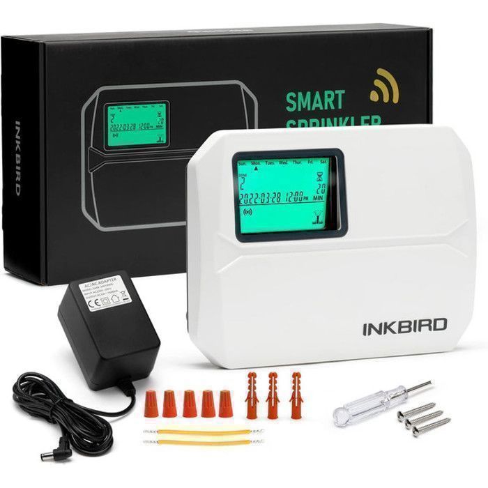 Temporizador de riego Wi-Fi INKBIRD IIC-800-WIFI, 8 zonas, automático, control por aplicación, 4 opciones de ciclo de riego, pantalla LCD
