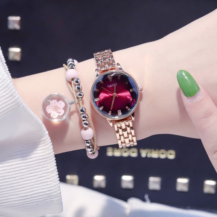 Golden Luxury Fashion Women Wrist Watch Diamond Geometric Surface Female Dress Watch Full Stainless Steel Ladies Quartz Clock