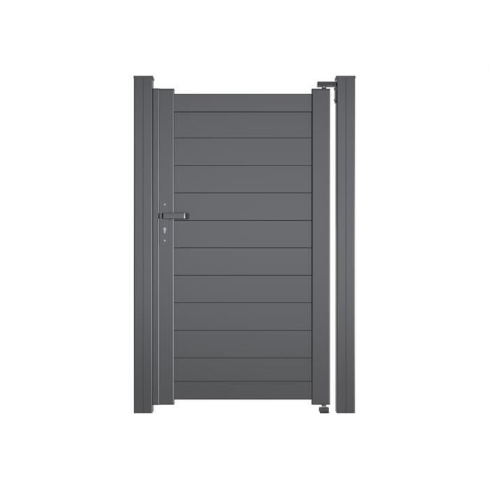 Puerta de aluminio macizo - Ancho 1,50 m - Alto 1,60 m - Gris antracita - Lista para instalar