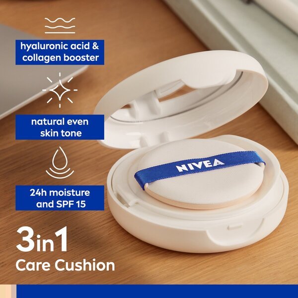 NIVEA Cellular Expert Finish 03 Medium Dark SPF15 3 viename priežiūros pagalvėlė makiažo pagrindui<br>15g