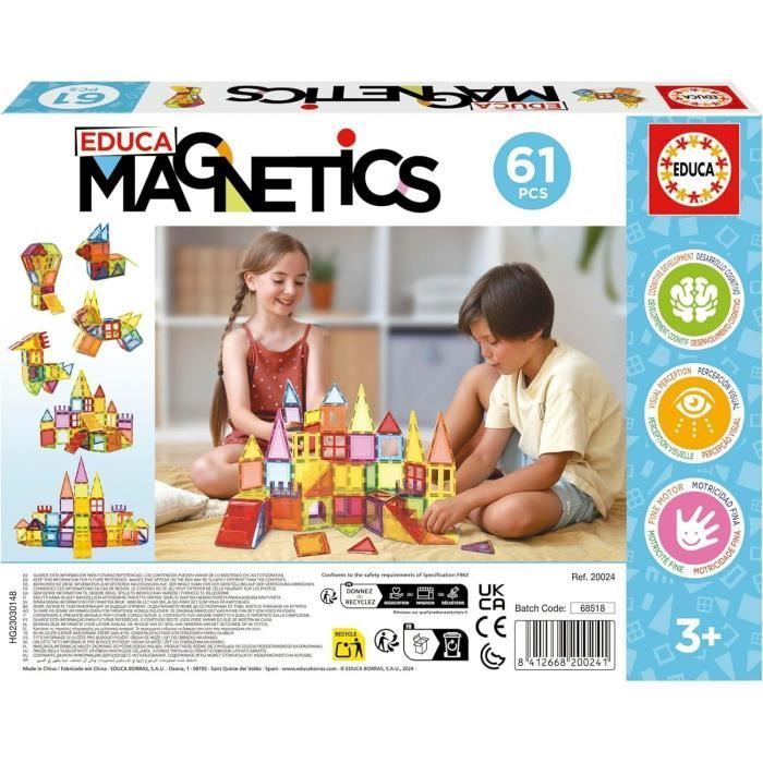 Jeu éducatif - EDUCA Magnetics - Construction 3D magnétique avec 61 pièces pour enfants dès 3 ans