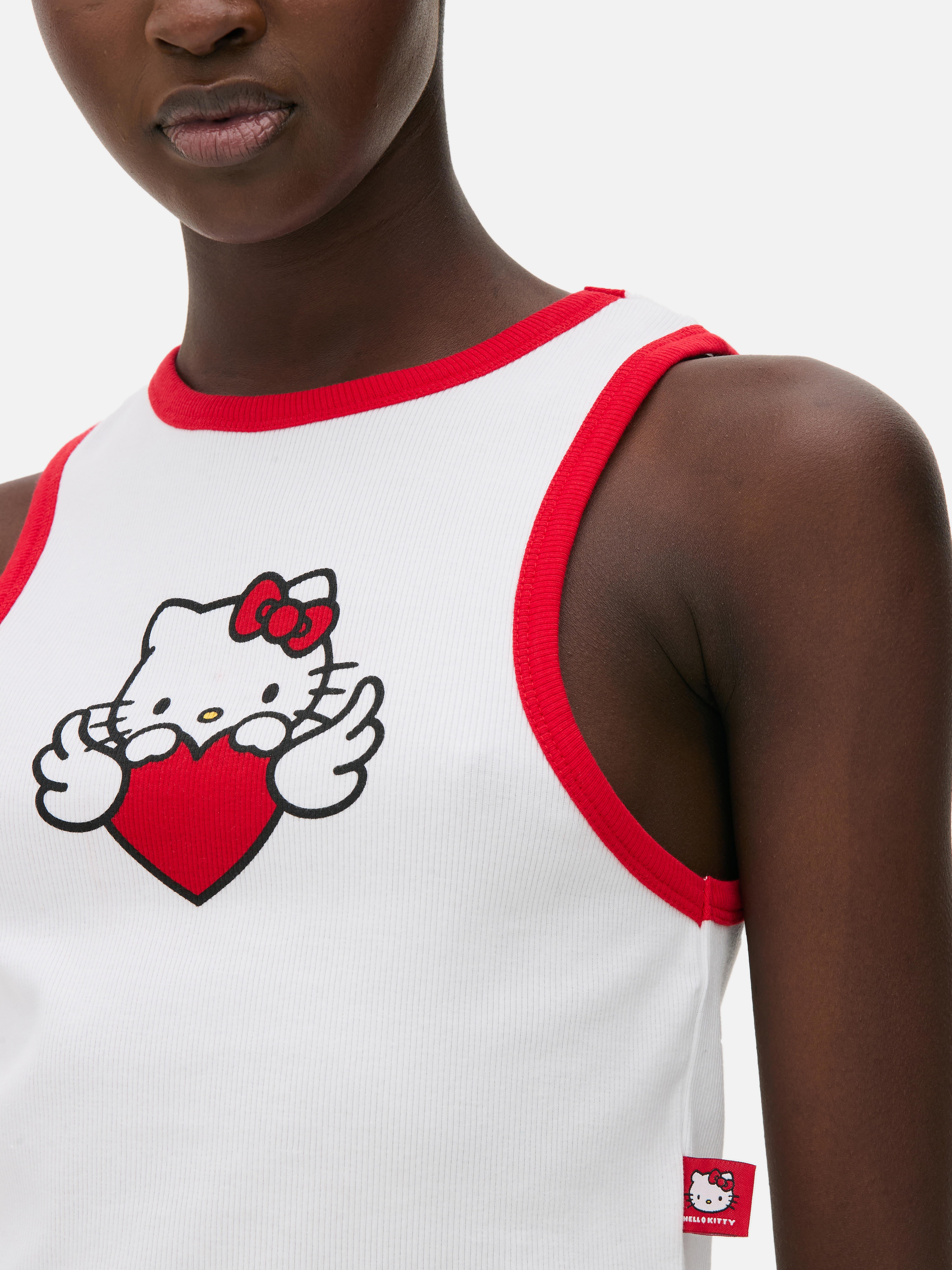 Top de pijama cu nervuri Hello Kitty Poartă-ți inima pe piept cu acest top de pijama Hello Kitty