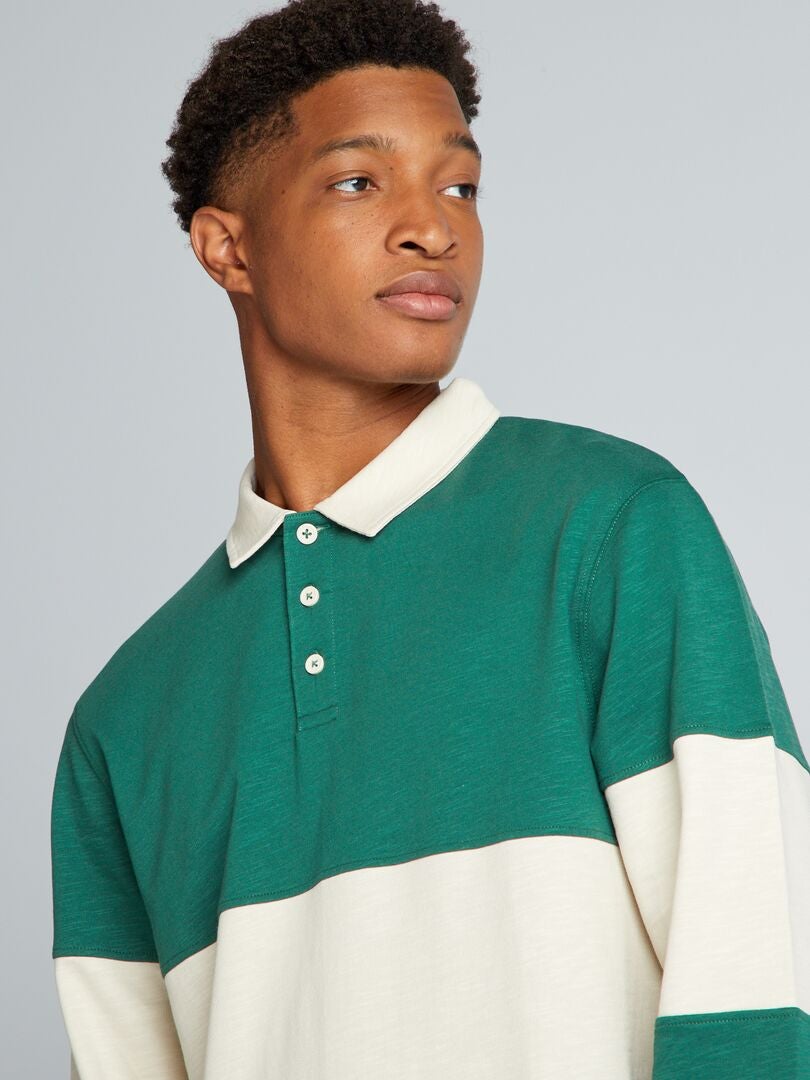 Polo shirt met lange mouwen van jersey +190 cm - Groen