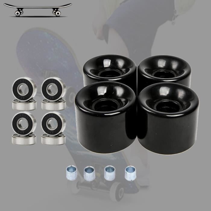 Skateboardwielen - HOMYL - 60 mm 78a - Set van 4 zwart - Spacers en lagers inbegrepen