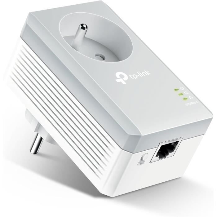 Adaptador Powerline de 600 Mbps (1 unidad) - TP-Link TL-PA4015P - Adaptador Powerline con 1 puerto Ethernet y toma de corriente integrada - Adaptador Powerline (1 unidad)