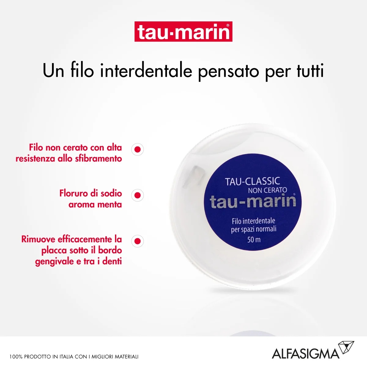ALFASIGMA TAU MARIN Fio dental Tau-Marin Classic sem cera 50 m