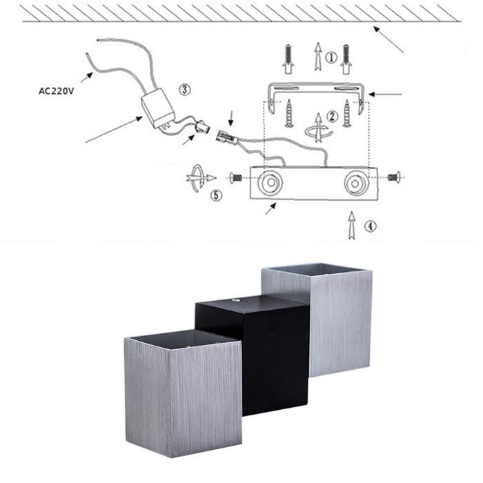 Aplique de pared exterior - Moderno - LED de 6W - Blanco cálido 3000K - Aluminio duradero