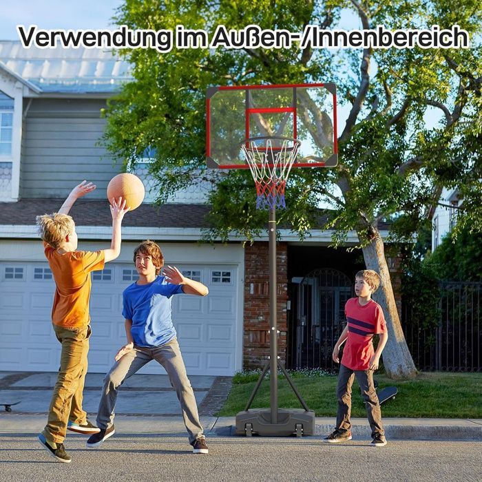Aro de baloncesto NECHE - Ajustable de 147 a 260 cm - Con ruedas - Se puede rellenar con agua o arena - Unisex