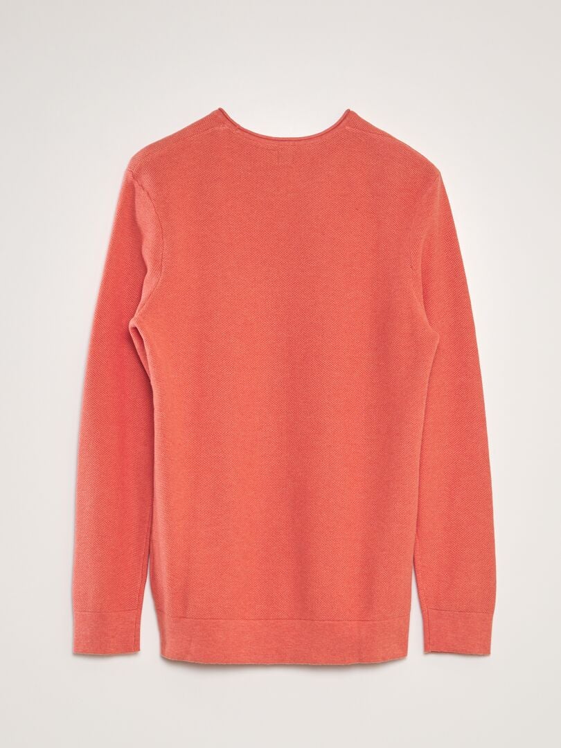 Gebreide trui met ronde hals - ORANJE