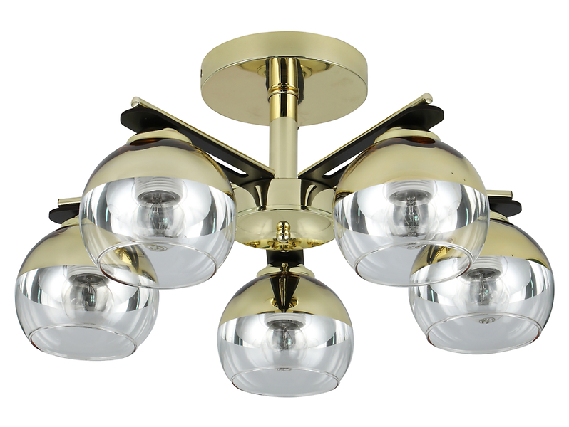 Lampa sufitowa Momo 5-punktowa metalowa czarno-złota