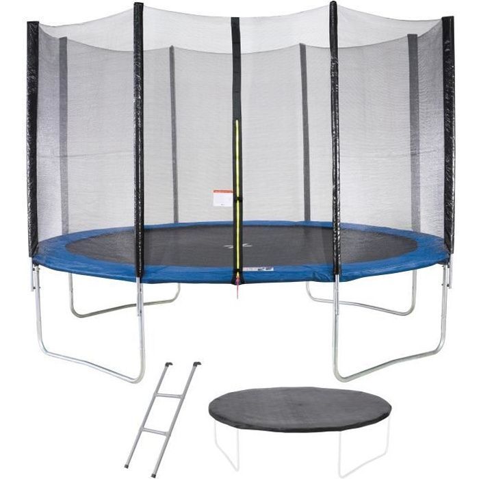 Trampoline Ø 360 cm Bleu MAXI ECO - KANGUI - Avec Filet, Echelle, Couverture de Protection
