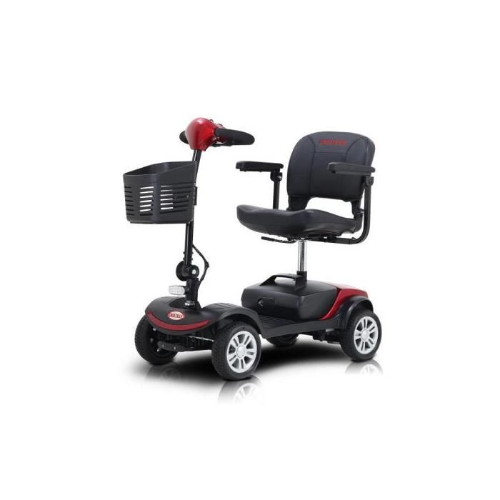 Scooter eléctrico de 4 ruedas, motor de 300 W, asiento giratorio de 360°, autonomía de 25 km, batería de plomo-ácido extraíble de 12 Ah, movilidad para personas con movilidad reducida y personas mayores.