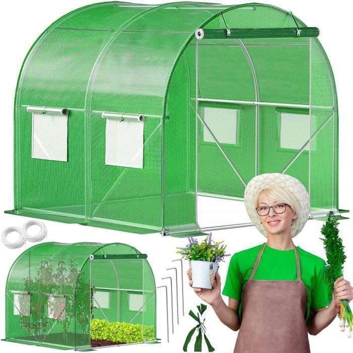 Tuinkas - SPRINGOS - Tunnelkas 200x200x200 cm - Gegalvaniseerd metaal - UV-bescherming - Optimale ventilatie