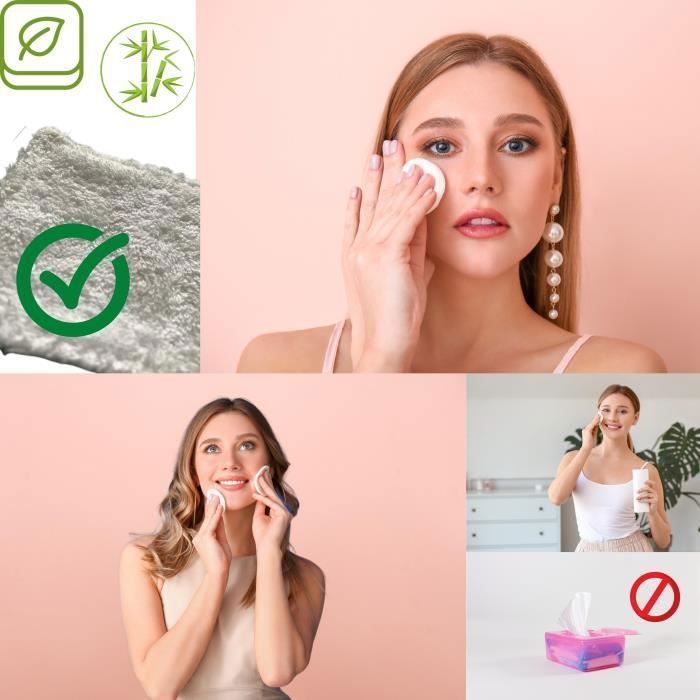 X10 lingettes Démaquillantes & pour bébé en coton de bambou ultra doux écologique éco-friendly