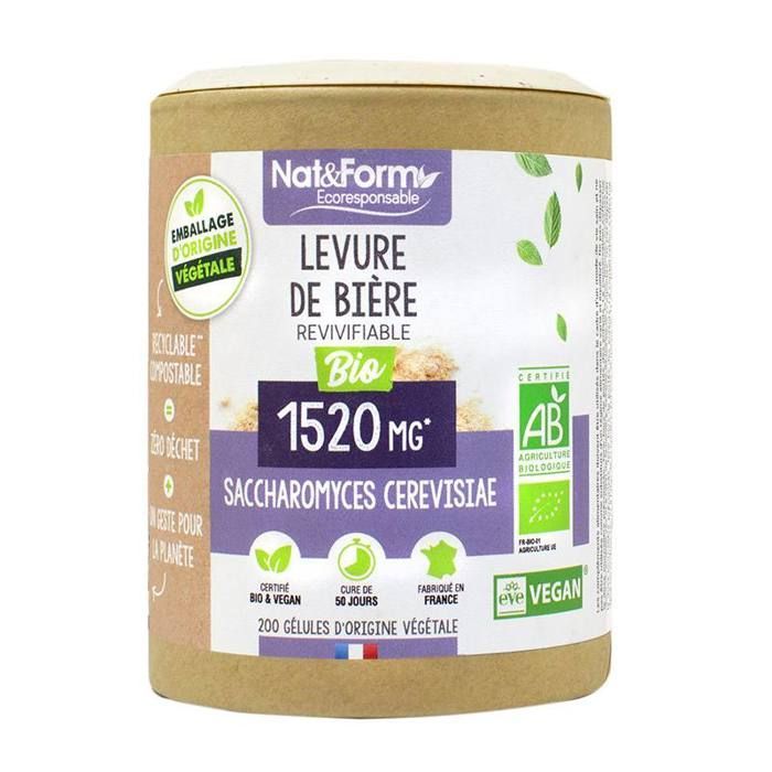 Nat&form levure de bière revivifiable bio écoresponsable 200 gélules