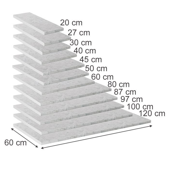 Plan de travail cuisine R-Line 120cm blanc/marbre Vicco 41268