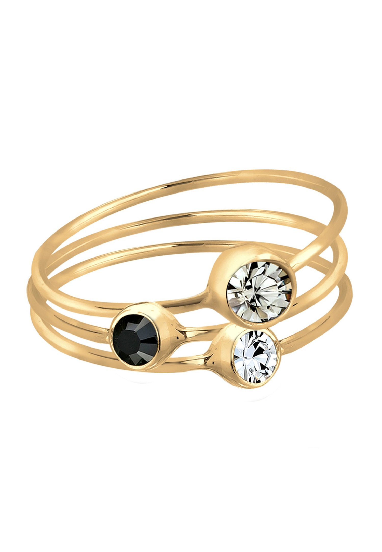 Elli Femmes Empilement Set de 3 Élégant avec Cristaux en Argent Sterling 925