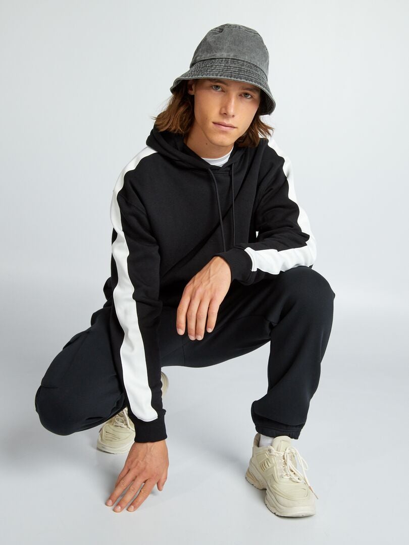 Sudadera con capucha bicolor - Negra