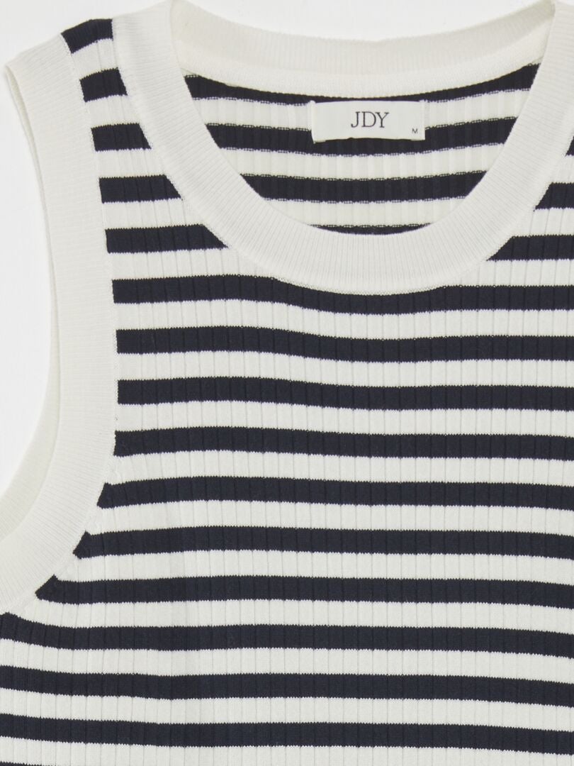 'JDY' gestreepte gebreide tanktop met ribbels - WIT