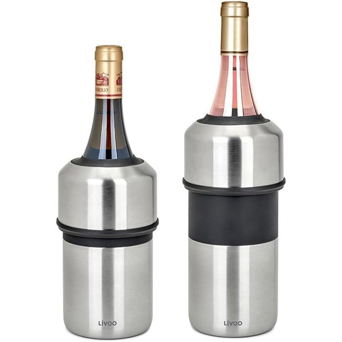 Enfriador de botellas - LIVOO - GS158 - Botellas de vino y champán - Acero inoxidable - Ø 11,5 x 23,5 cm - Doble pared