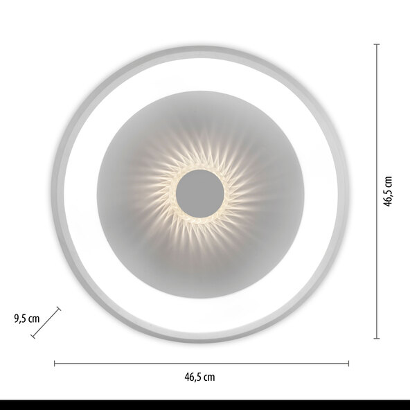 LED-kattovalaisin KUNEO, Ø 45 cm, valkoinen