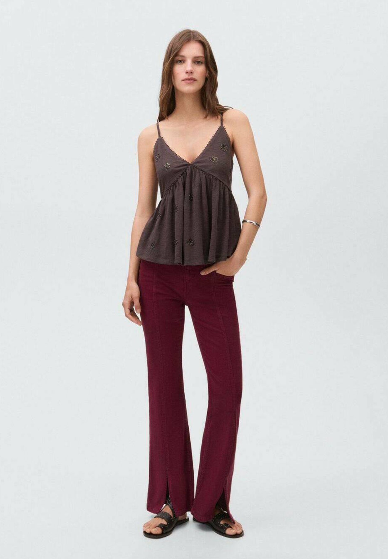 Mango Kids TEEN - Jeans a zampa - bordeaux