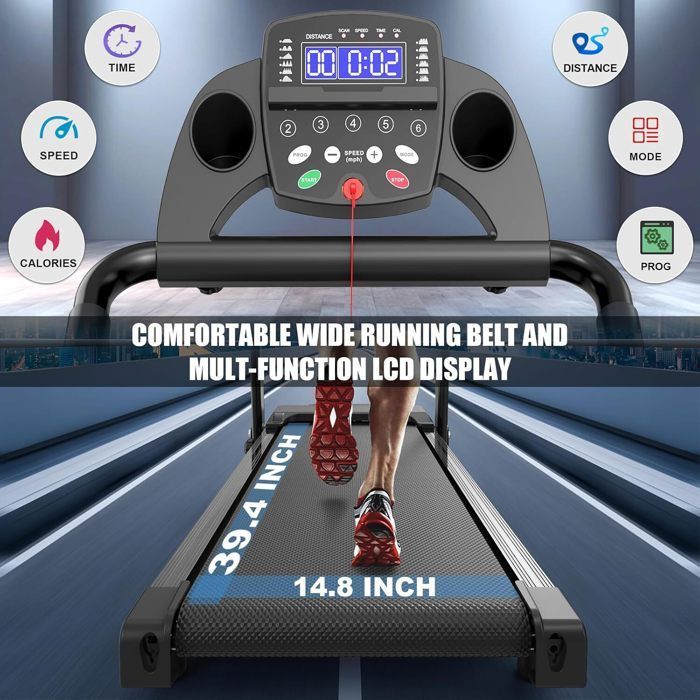 Tapis de Course,Tapis Roulant Pliable 12 km/h, 2 en 1, Walking Pad Compact pour la Maison et Le Bureau -120KG