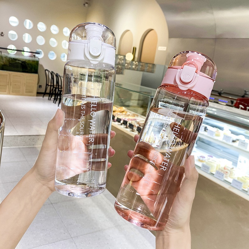 780-ml-Trinkflasche aus Kunststoff, tragbar, für Sport, Tee, Kaffee, Küche, Kinder, Schule, transparent