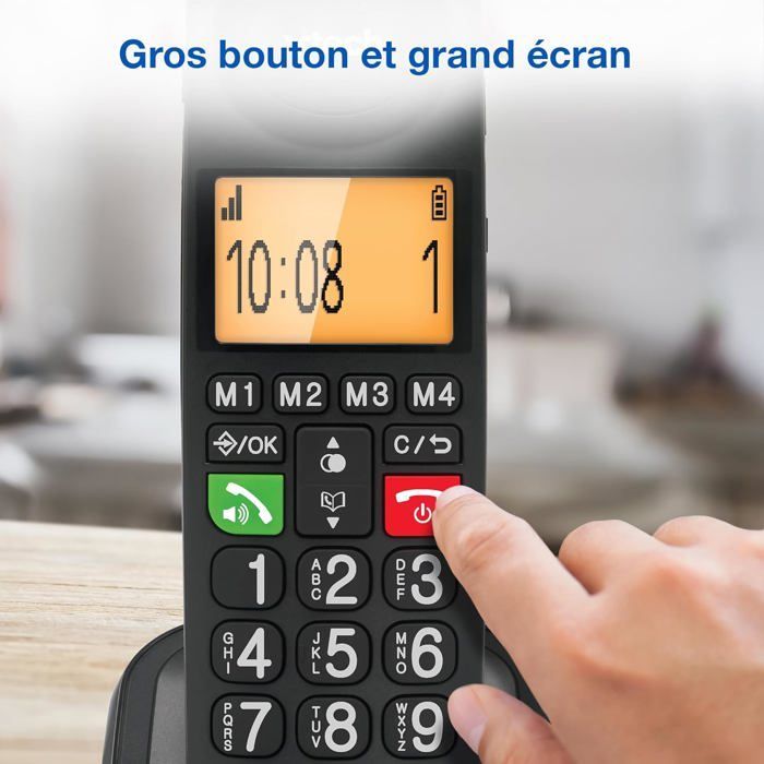 VTech CL6550 Téléphone filaire + sans fil DECT, répondeur 30 min, blocage 100 numéros, grandes touches