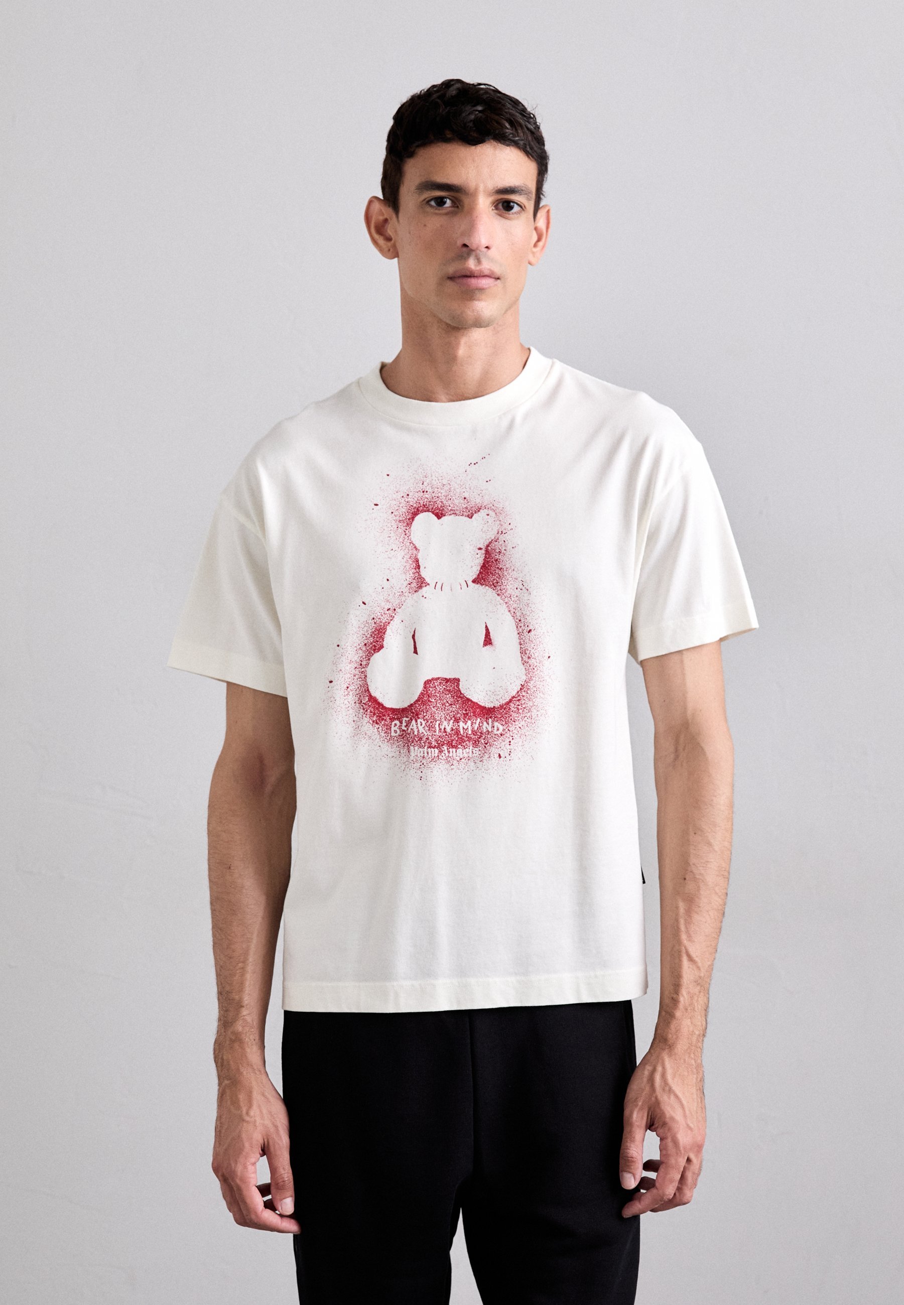 T-shirt Palm Angels SPRAY BEAR - Imprimé - blanc cassé/rouge